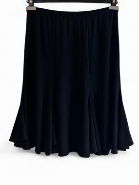 Black Flowy Draped Midi Skirt